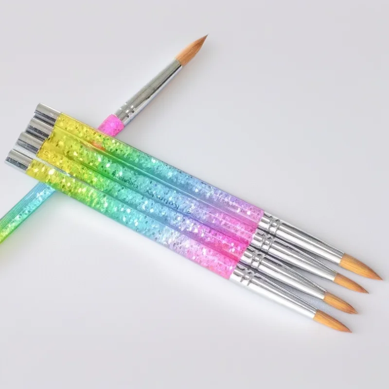 Bunter Acryl-Nagelbürste, glänzender Kolinsky-Stift für UV-Gel-Malerei, Schnitzen und Bauern-Design, Maniküre-Zubehör