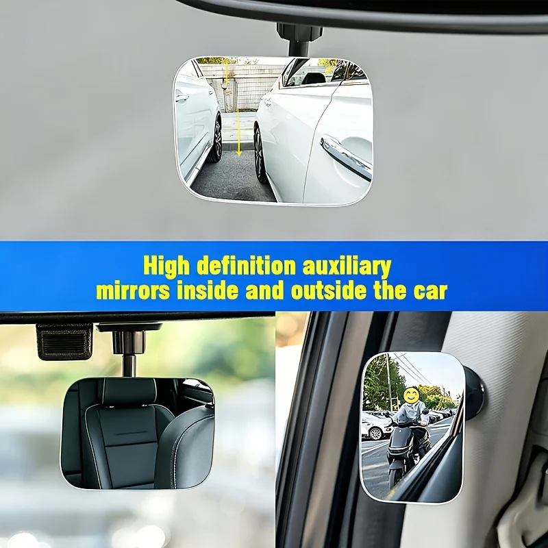 2Pcs 360° Adjustable Rimless HD Convex Blind Spot Mirrors, Wide‑Angle Auxiliary Rearview Auto Safety Accessory