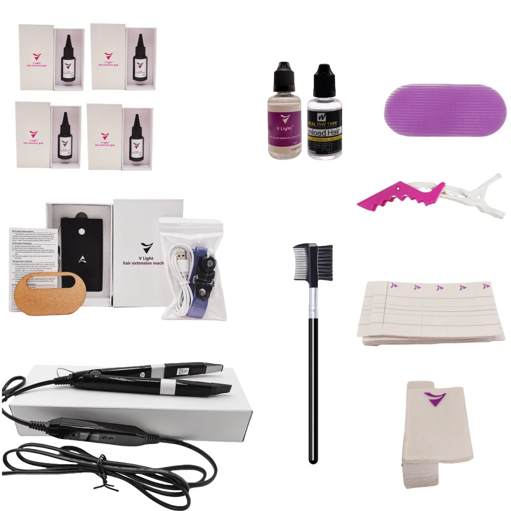 Juego de extensiones de cabello con tecnología v-light, peluca de cabello Real, herramienta de injerto rápido, herramientas de extensión de cabello firme, 2024