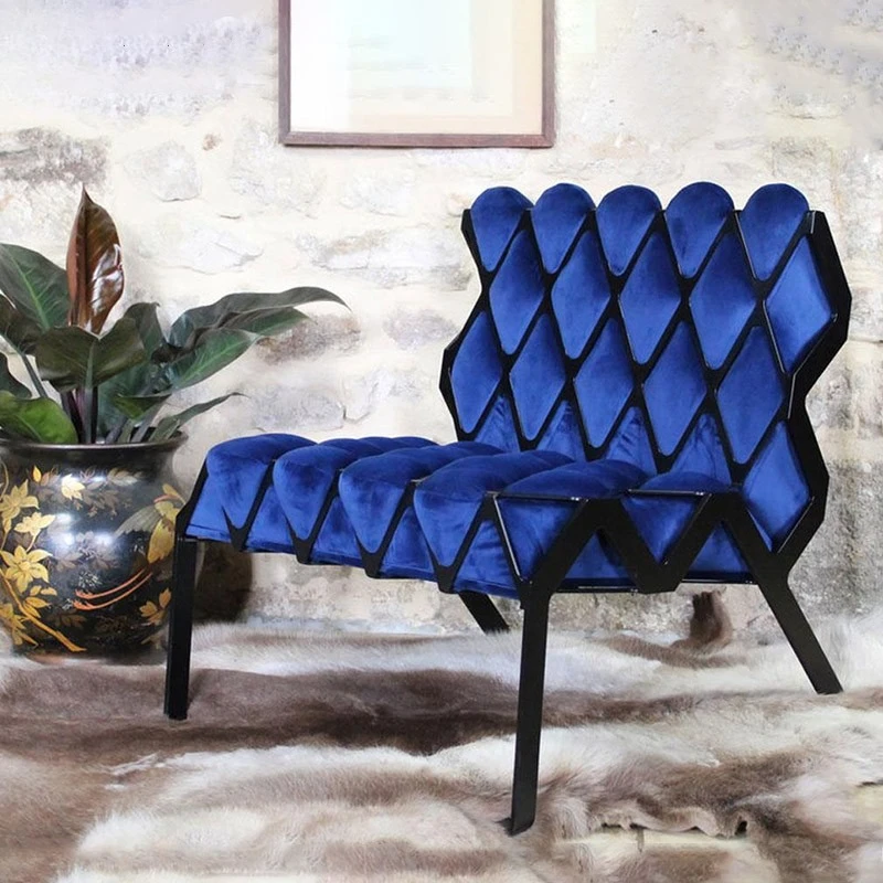 

Creative Prismatic Metal Chair Model Room Lobby Reception Single Sofa Chair Lazy Leisure Chair