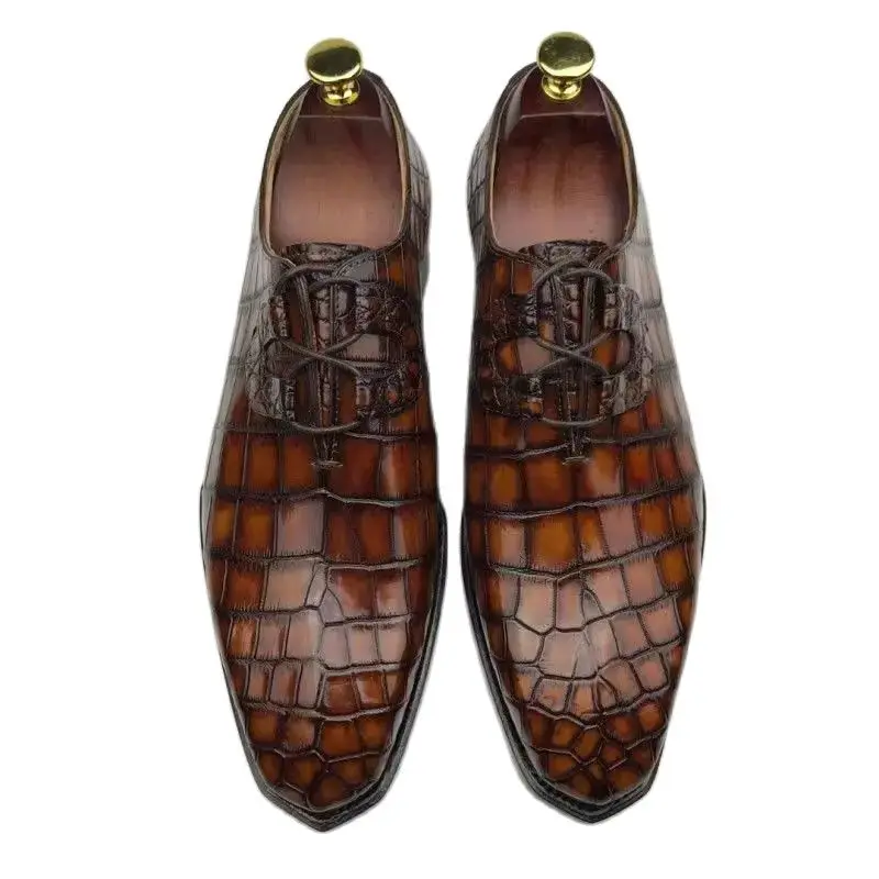 2024 new arrival Fashion Crocodile Skin causal shoes men,male Genuine leather Shoes PDD385