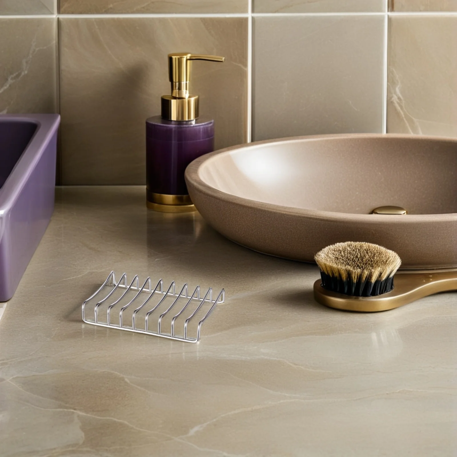 

Stainless Steel Holder Household Tray Creative Draining Design For Bathroom Kitchen Bathtub Counter Decorative Rack