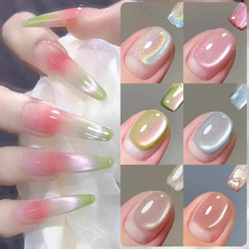BORN PRETTY 15ml guayaba gelatina desnuda blanco luz de luna gato Gel magnético Ultra brillo semipermanente remojo UV Gel barniz para decoración de uñas
