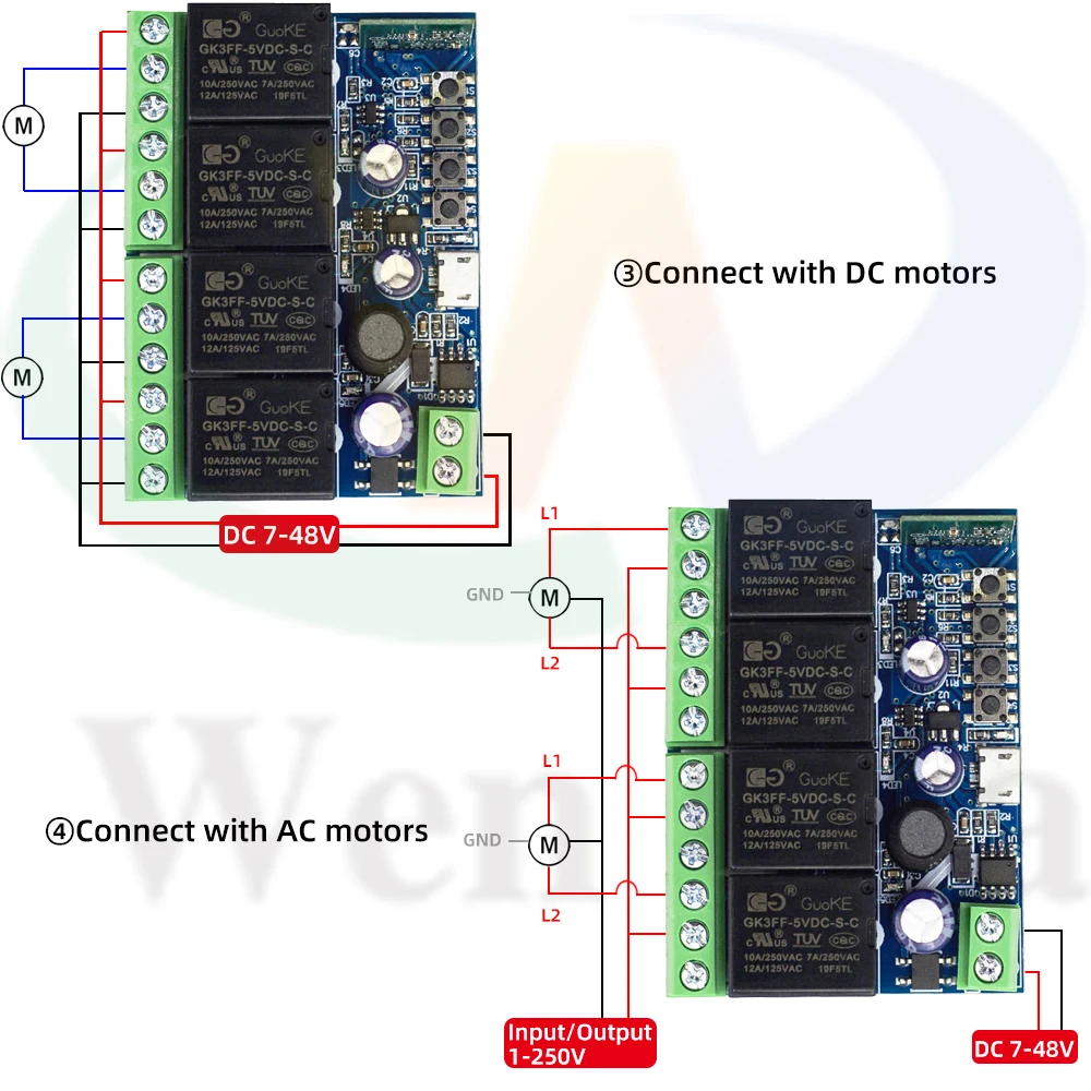 Ewelink WiFi Commutateur Intelligent, commutateur de Télécommande Sans Fil RF 7V 12V 24V 48V Commutateur Module de Synchronisation du Récepteur 4CH,