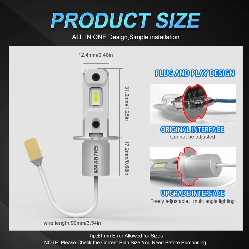 MAXGTRS 2x H3 LED Car Headlight Fog Light Bulb Fanless Daytime Running Light No Polar H3 Car Driving Lamp Super Bright DRL 24V - view 3