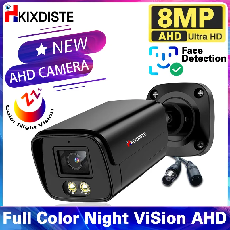 4K 8MP wykrywanie twarzy BNC kamera AHD Outdoor H.265 Bullet CCTV Home 5MP podwójna lampa noktowizyjna pełna kolorowa kamera monitorująca
