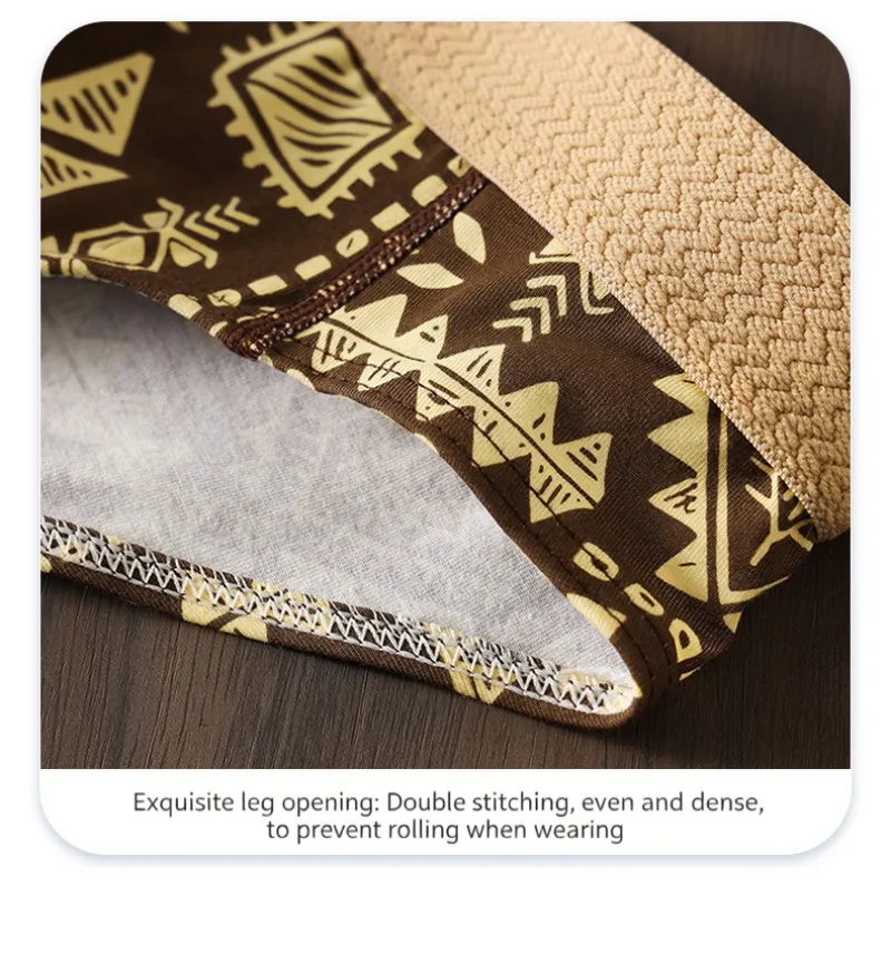 3-teiliges Set Herren-Baumwollslips im Retro-Ethno-Stil Bedruckte Unterwäsche Weiche Atmungsaktive Mittelhoch Sitzende Slips Komfortable Dehnbare Alltagsunterhosen – Detail 8