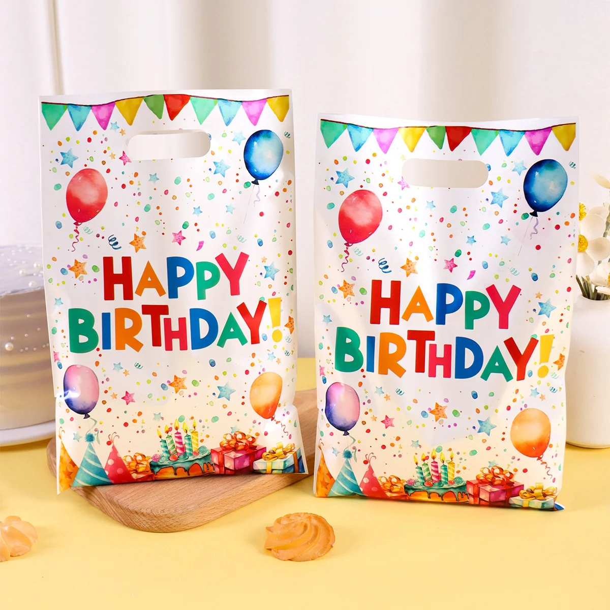 10/20/50 Stück Geschenkverpackungsbeutel mit buntem Ballonmuster zum 1. Geburtstag, Süßigkeiten- und Kekstüten für Partyzubehör zum 1. Geburtstag – Detail 4
