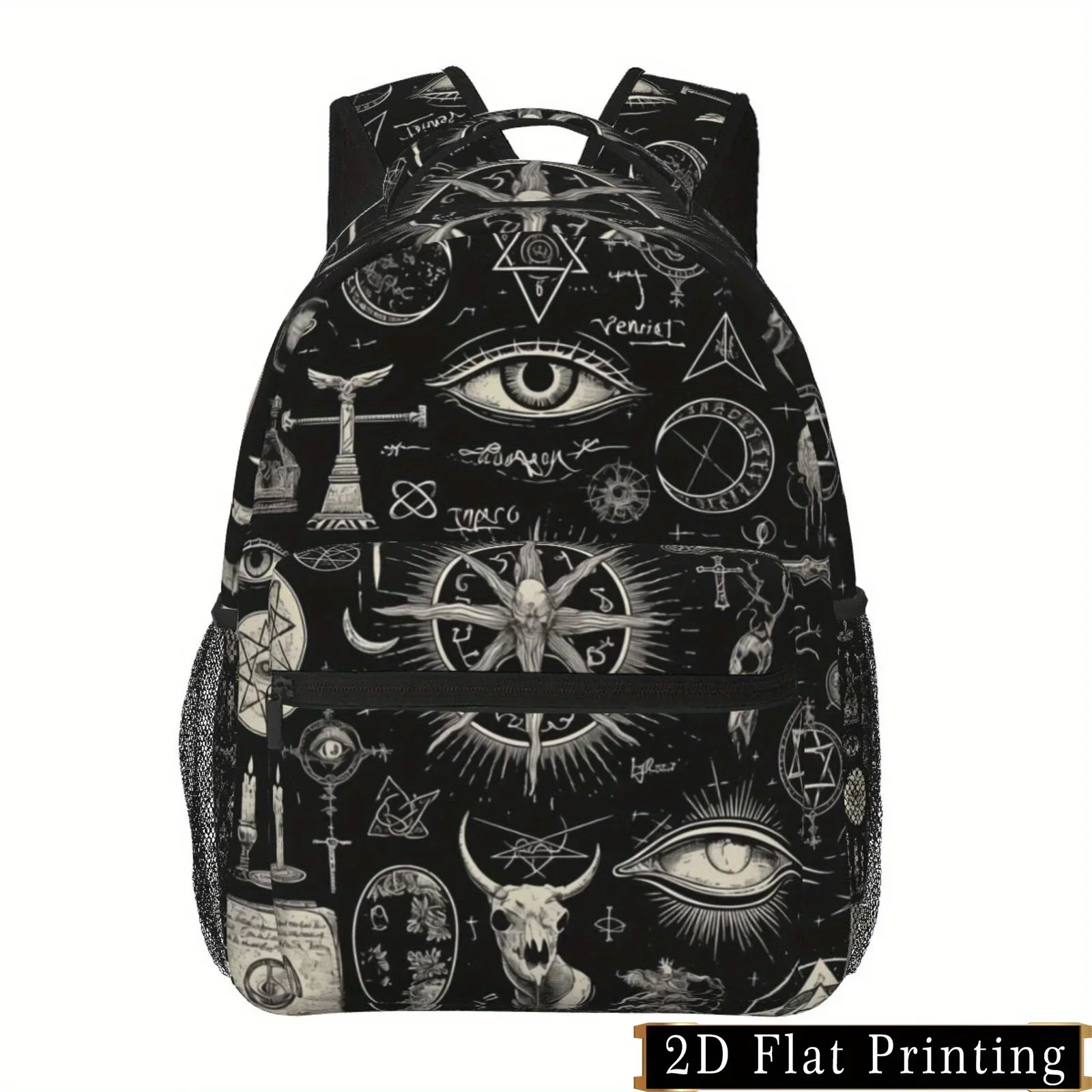 Custom Gothic Elements & Eye Art Print Backpack Stylish IPad & Laptop Bag With Adjustable Straps, Large Capacity, Multiple