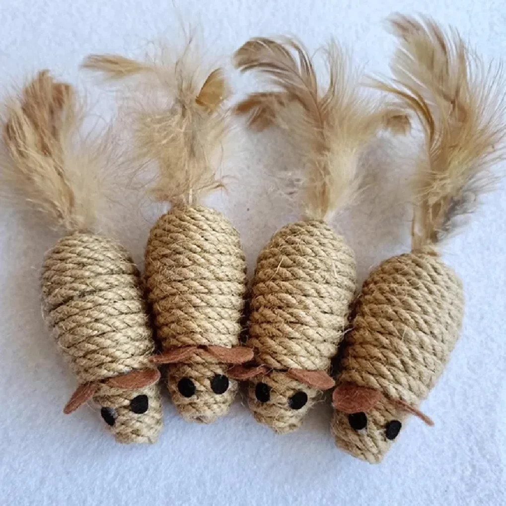 

Bite Resistance Sisal False Mouse Interactive Simulation Mice Plush Toy for Kitten Self Playing Cat Toys LSWJ01