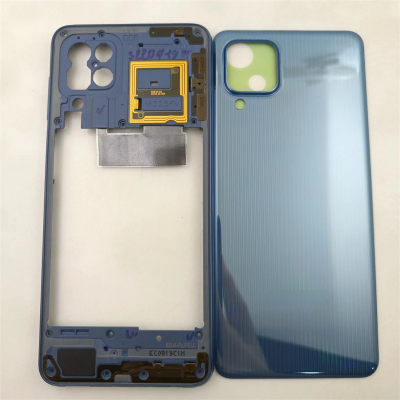 For Samsung Galaxy M32 4G M325FV Phone Housing Middle Frame+Battery Back Cover Case Panel Replacement Parts