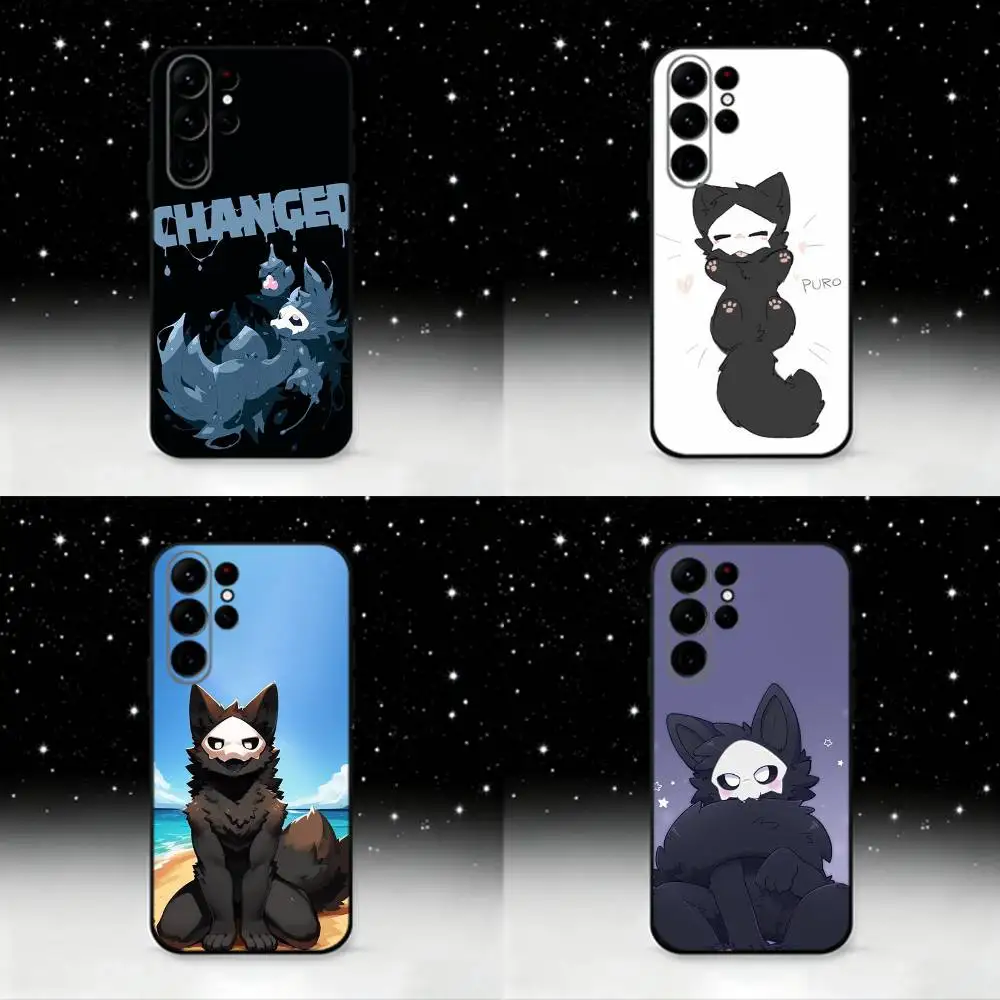 

Cute Changed Furry Art Phone Case For Samsung S25,S24 Ultra,S20,S30 plus,S22 plus,S23,S30 Ultra 5G Silicone Black Shell