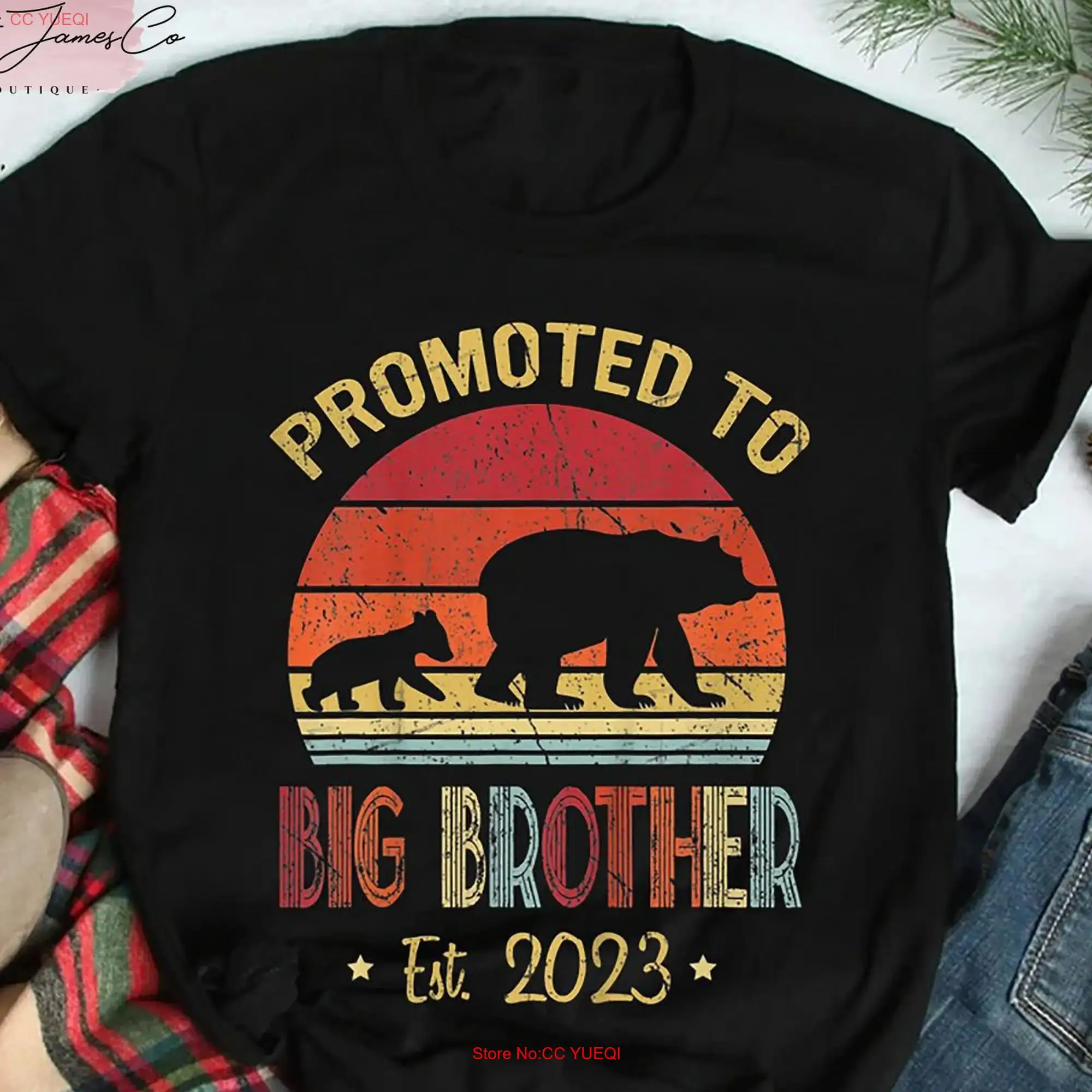 Promoted To Big Brother Est 2023 Pregnancy Announcement T Shirt Baby Funny Family long or short sleeves