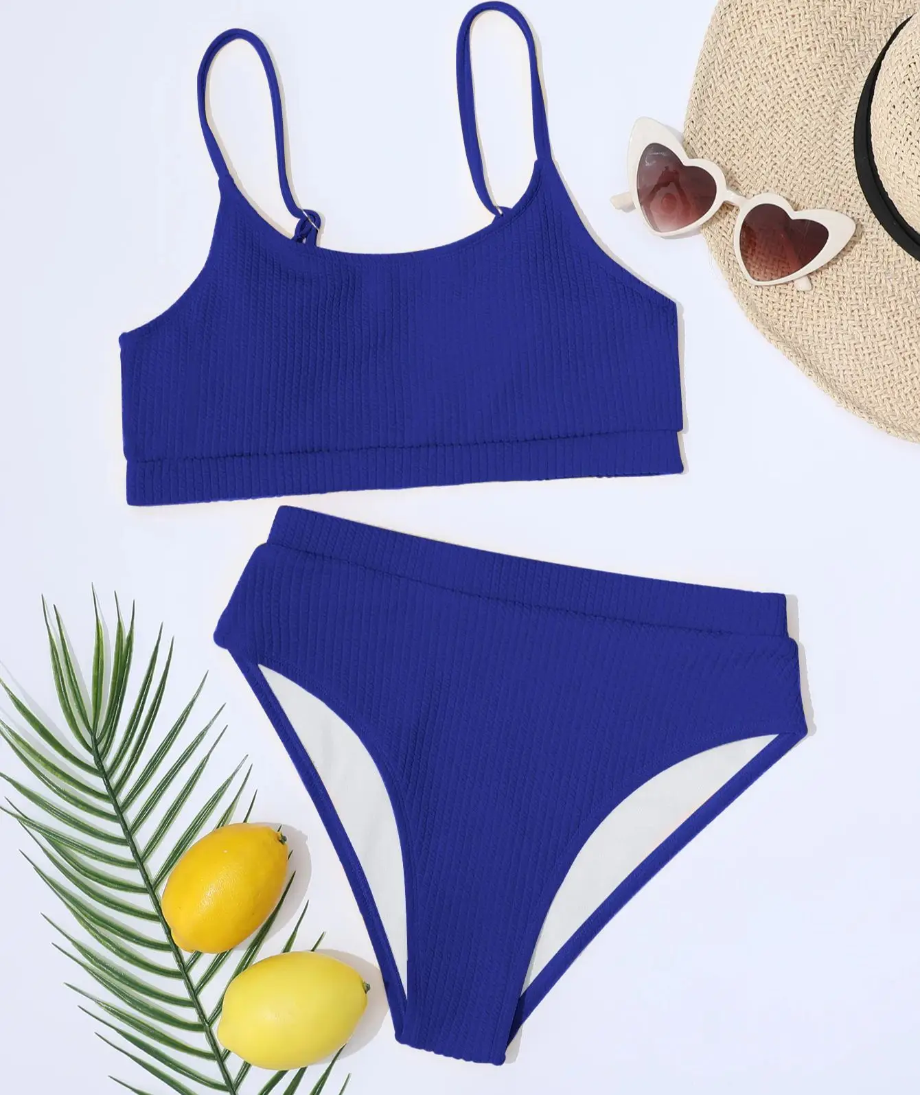 Female Swimming Suit Screw Thread Bikini Set 2 Pieces Sport Beach Suit  Women Sport Bra with Triangle Shorts