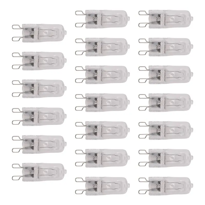 

Mar.20Pcs G9 Halogen Light Bulbs, Clear Halogen Lamps Dimmable,Warm White 2800K For Chandeliers,Pendants,Landscape Lights