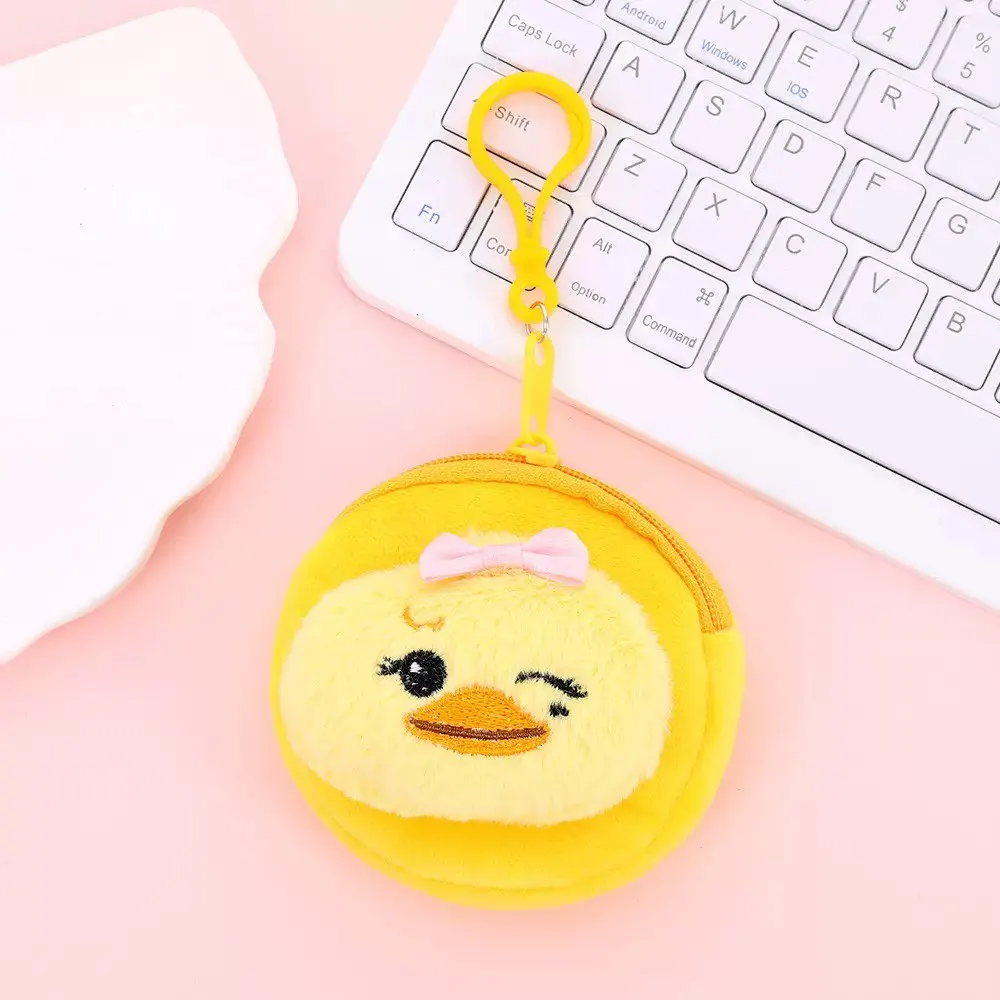 New Kawaii Plush Coin Purse Keychain Cute Bunny Bear Duck Mini Zipper Storage Pouch Anime Wallet Backpack Pendant Kpop Girls Gif view 6