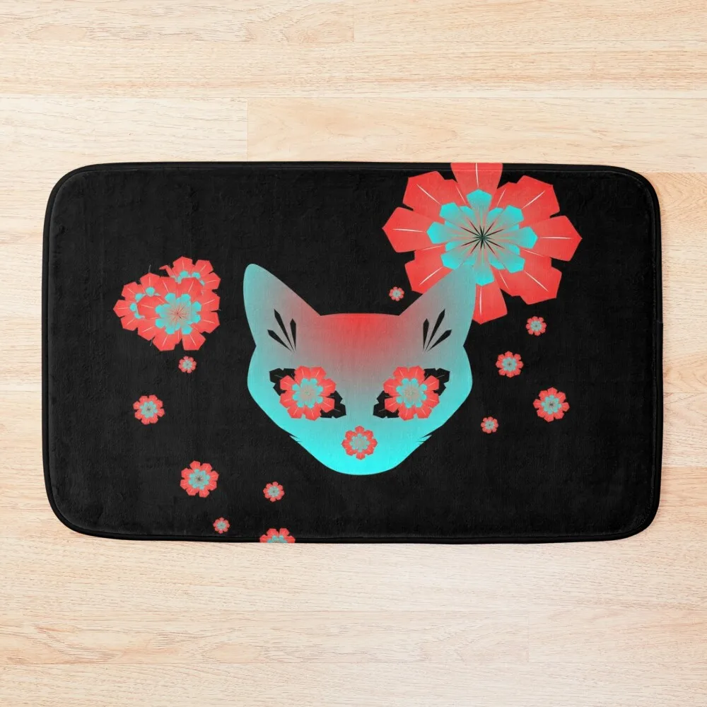 

Colorful Abstract Flower & Cat Bath Mat Anti-Slip Carpet Absorbent Rug Toilet Rug Mat