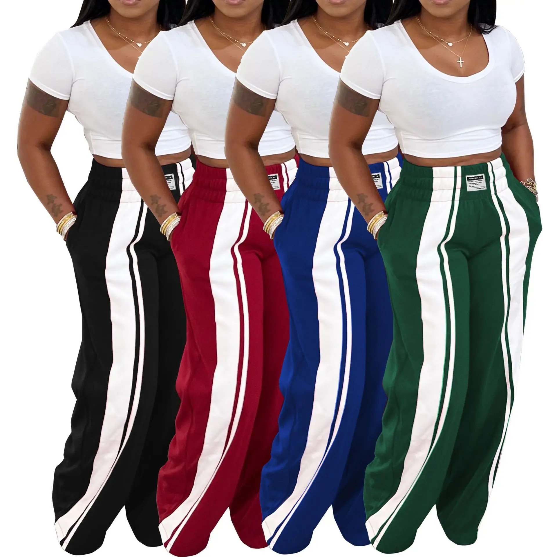 

Pant Women Wide Leg Long Pants High Waist Straight Trousers Y2k Streetwear Elegant Splice Capris Work Casual Loose 2026 Spring