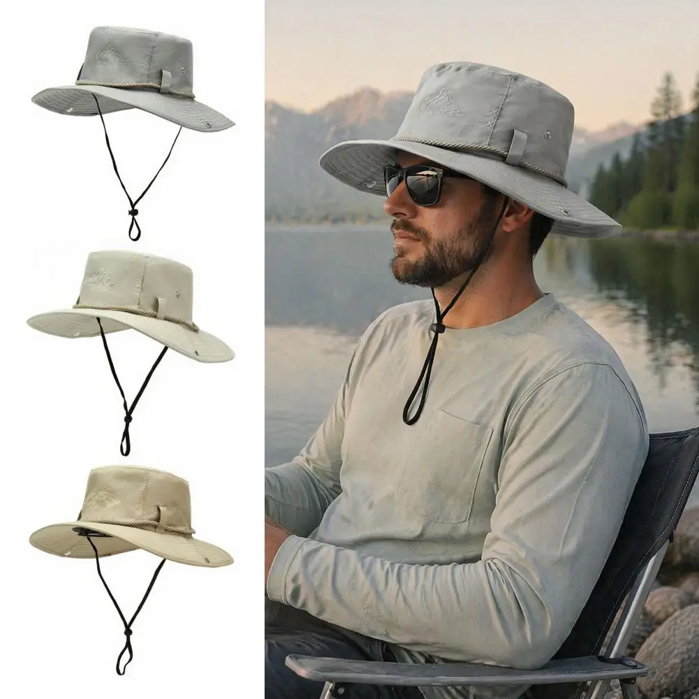 Adjustable Windproof Fishing Cap Wide Brim Bucket Hat with Uv Protection Waterproof Quick Dry Fishing Cap for Hiking for Hiking