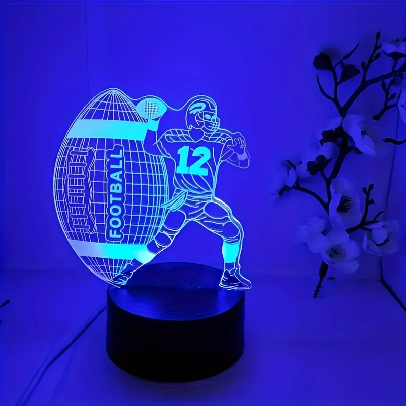 Futebol Night Light com controle remoto e cabo USB, 3D LED Slide, Luz Variável, Natal, Presente Fan Aniversário, 16 cores