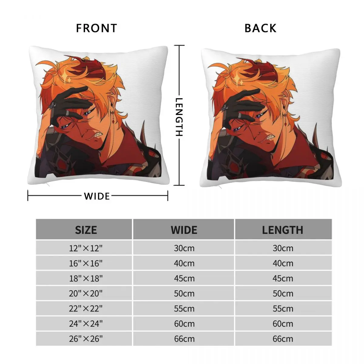 Tartaglia Pain Genshin Impact Square Pillowcase Polyester Linen Velvet Creative Zip Decor Throw Pillow Case Home Cushion Case