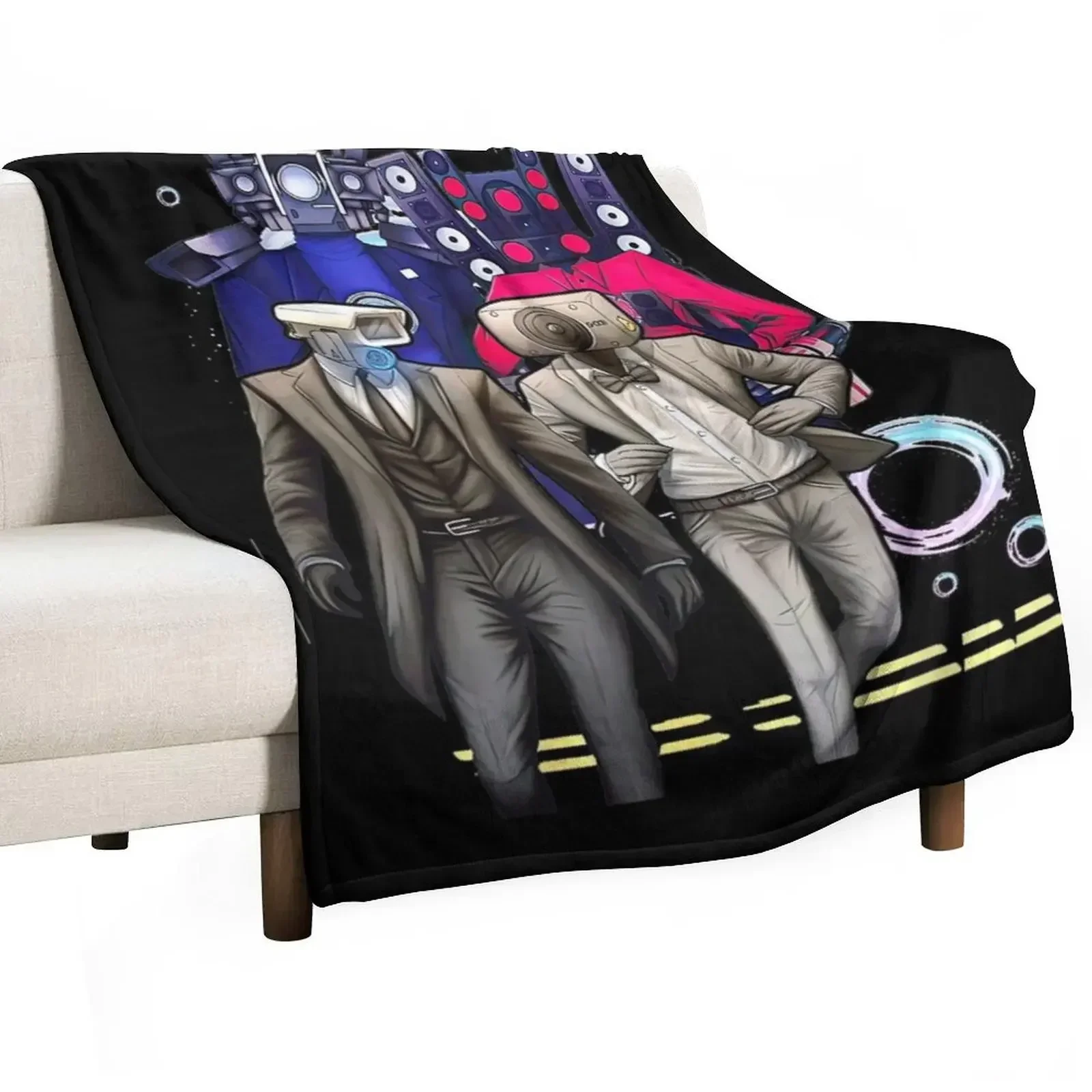 Caméraman and Speákerman Funny Throw Blanket Winter beds Designers Sofa Moving Furry Weighted Blankets
