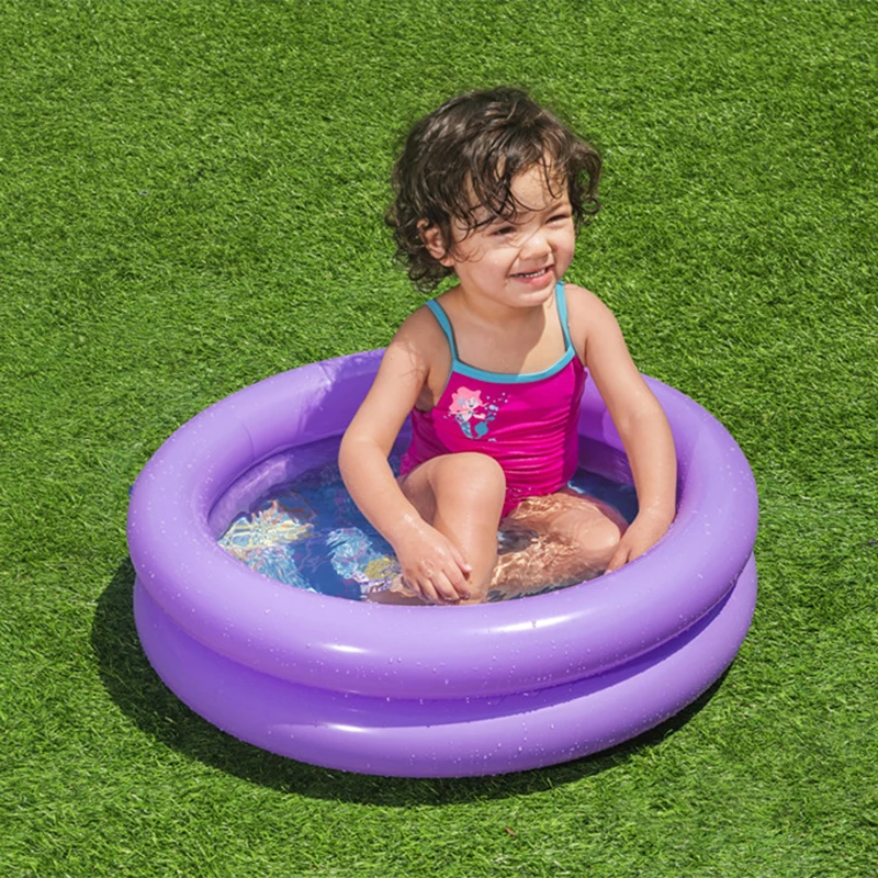 24 "x 6" dubbele ring kinderzwembad opblaasbaar draagbaar achtertuin zwemmen speelzwembad badkuip baby puur groen paars 1 persoon