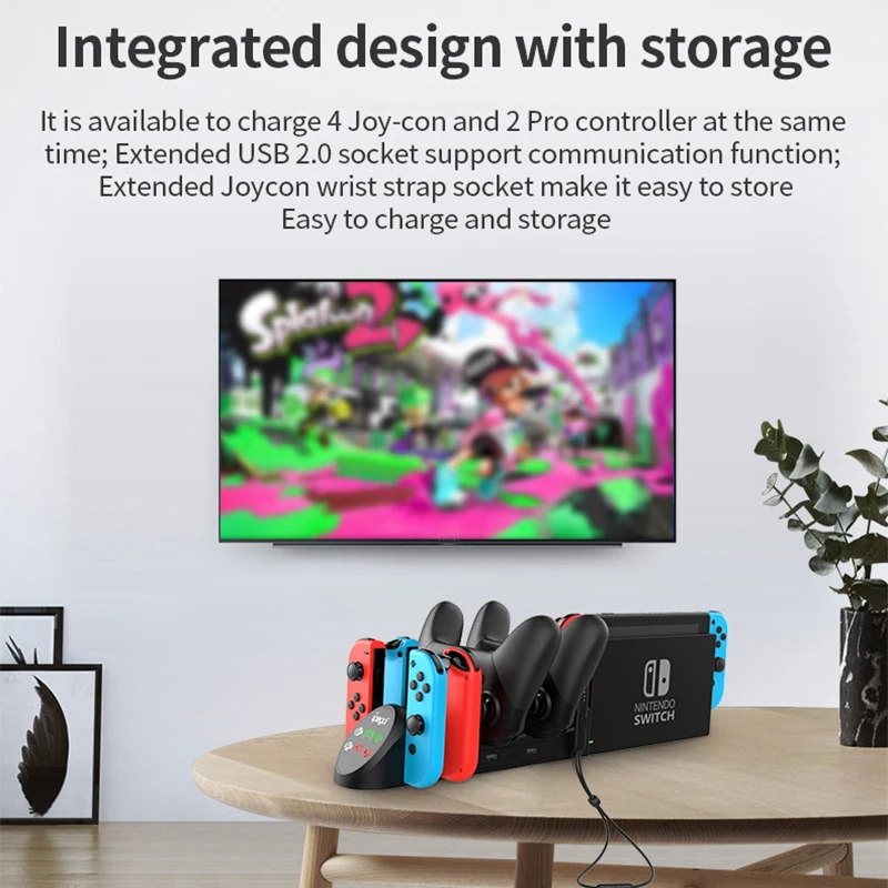 Ipega PG-9187 Joy Con Charging Dock for Nintendo Switch OLED 4 Joycons 2 Controllers Charger Stand Plug-in Host NS Accessories