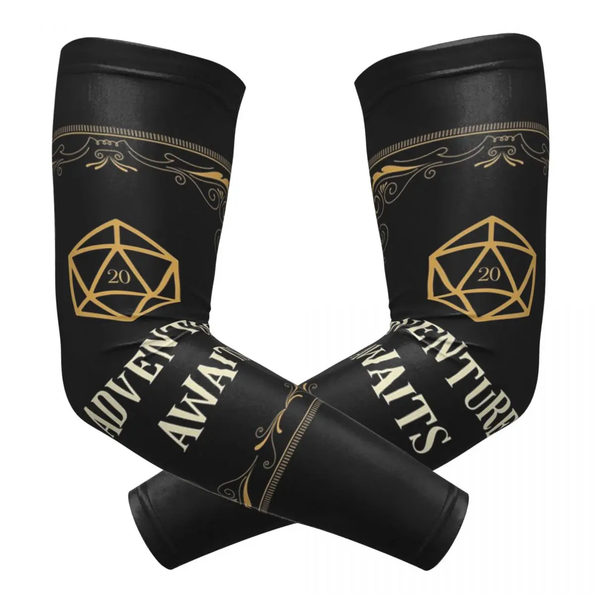 

Adventure Awaits D20 Dice Настольная ролевая игра Нарукавники для улицы Защитный чехол от солнца и ультрафиолета Летние велосипедные татуировки на рукавах