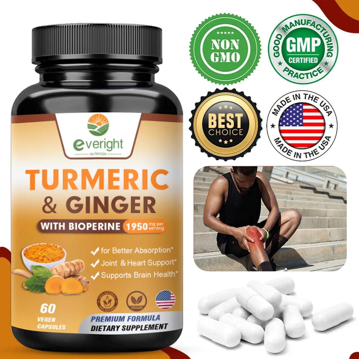 

Turmeric Curcumin with BioPerine - Boosts Calcium Absorption & Immunity