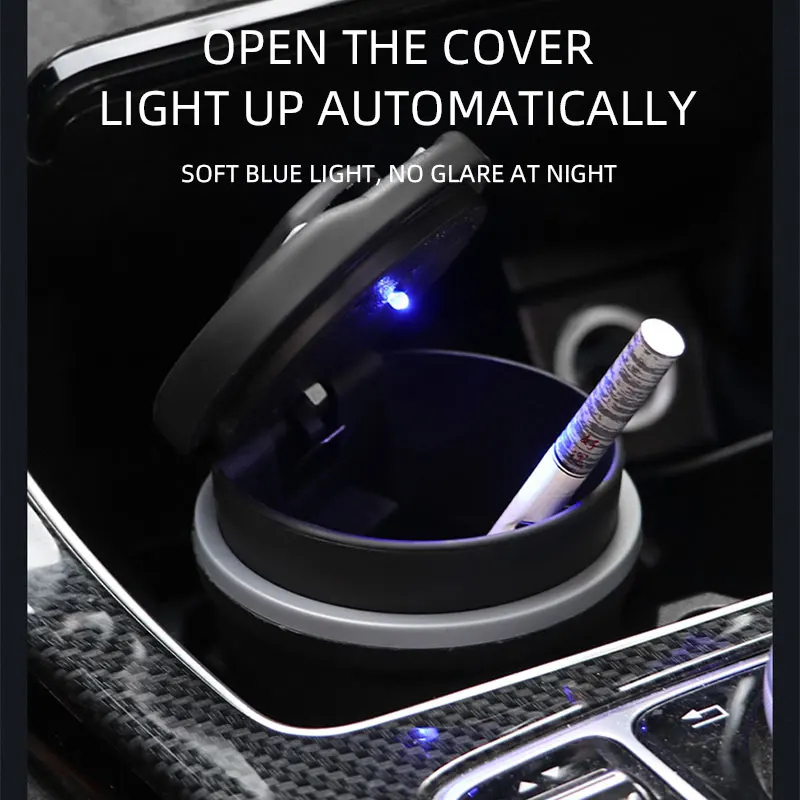 1PCS Car Ashtray Garbage Coin Storage Cup Container Cigar Ash Tray Styling Universal Size automatic light indicator ashtray cup