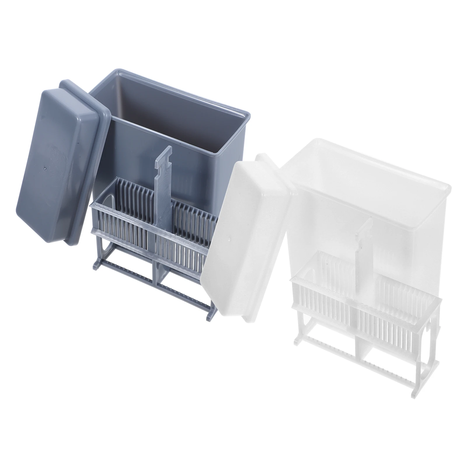 

2 Pcs Slide Staining Rack Plastic Glass Microscope Accessories Drying Stand Storage Container Research Equipment
