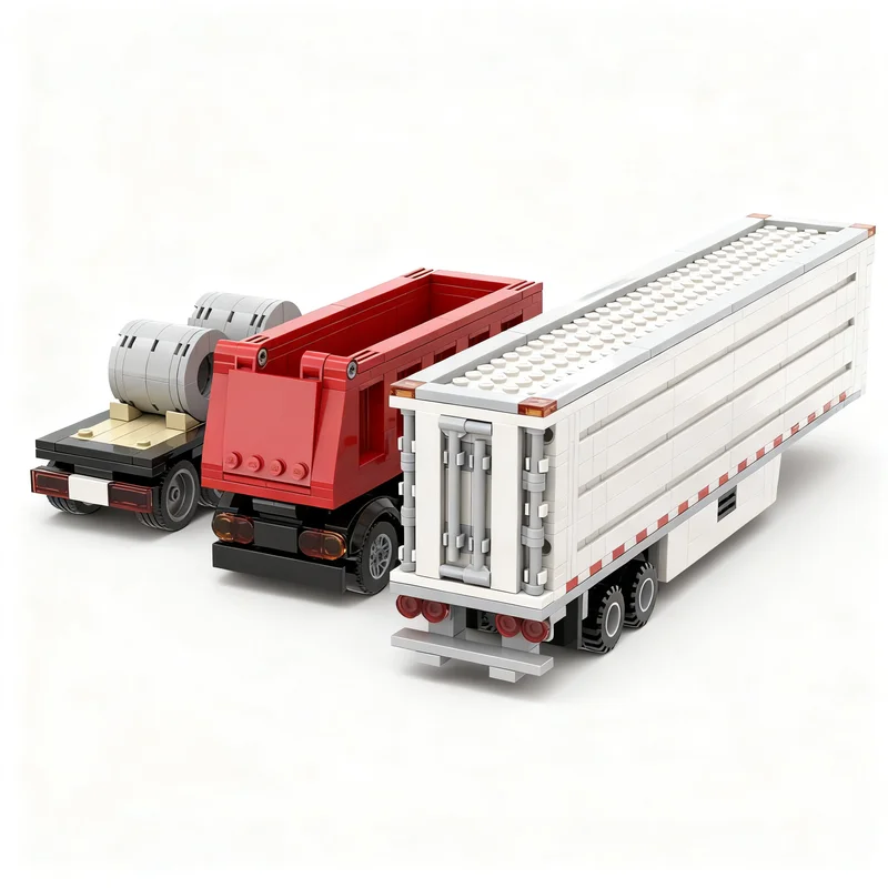584pcs MOC Trailer Pack 1 City Cargo Model Toy Building Blocks Architecture Christmas Gifts Craft Education Creative Collection