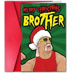 1pc, Christmas time card, Merry Christmas card, strong man Christmas card, funny brother Christmas card, for friend family
