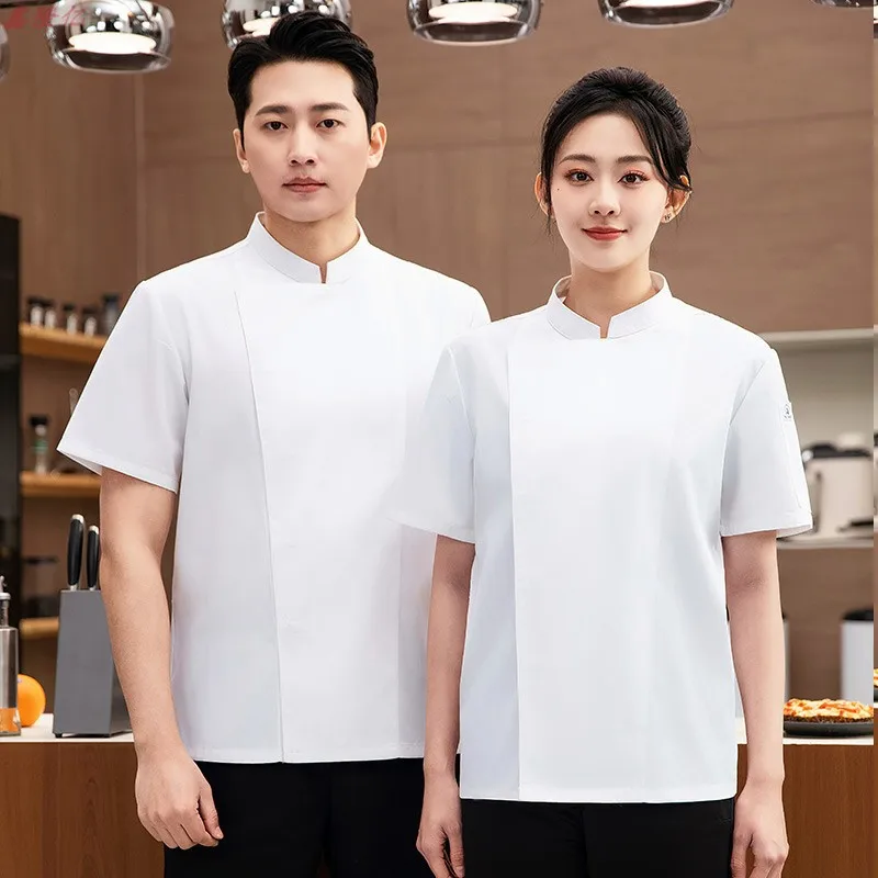 Veste de Chef d'été en maille fine et respirante à manches courtes, pour restauration, hôtel, Restaurant, cantine, pâtisserie, boulanger, vêtements de travail, vêtements de cuisine