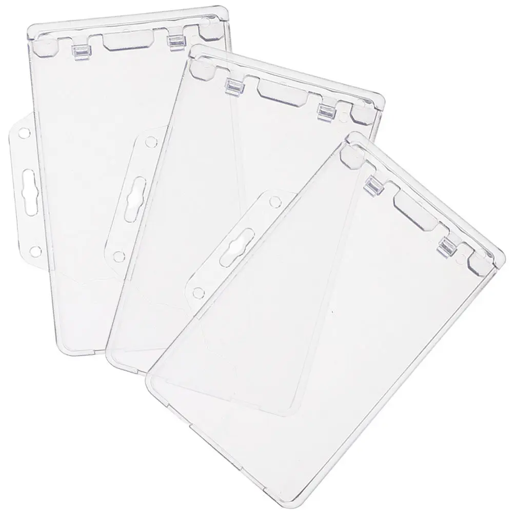 

3Pcs Horizontal Clear Card Holder ABS Protective Sleeve for Id Badge Name Card Credit Bank Cards Office School Nurse Teacher Use