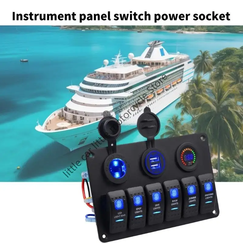 6 أزرار لوحة مفتاح متأرجح الفولتميتر USB شواحن 3.0 ضوء تبديل 12 فولت 24 فولت اكسسوارات للقوارب البحرية سيارة RV قوافل التخييم