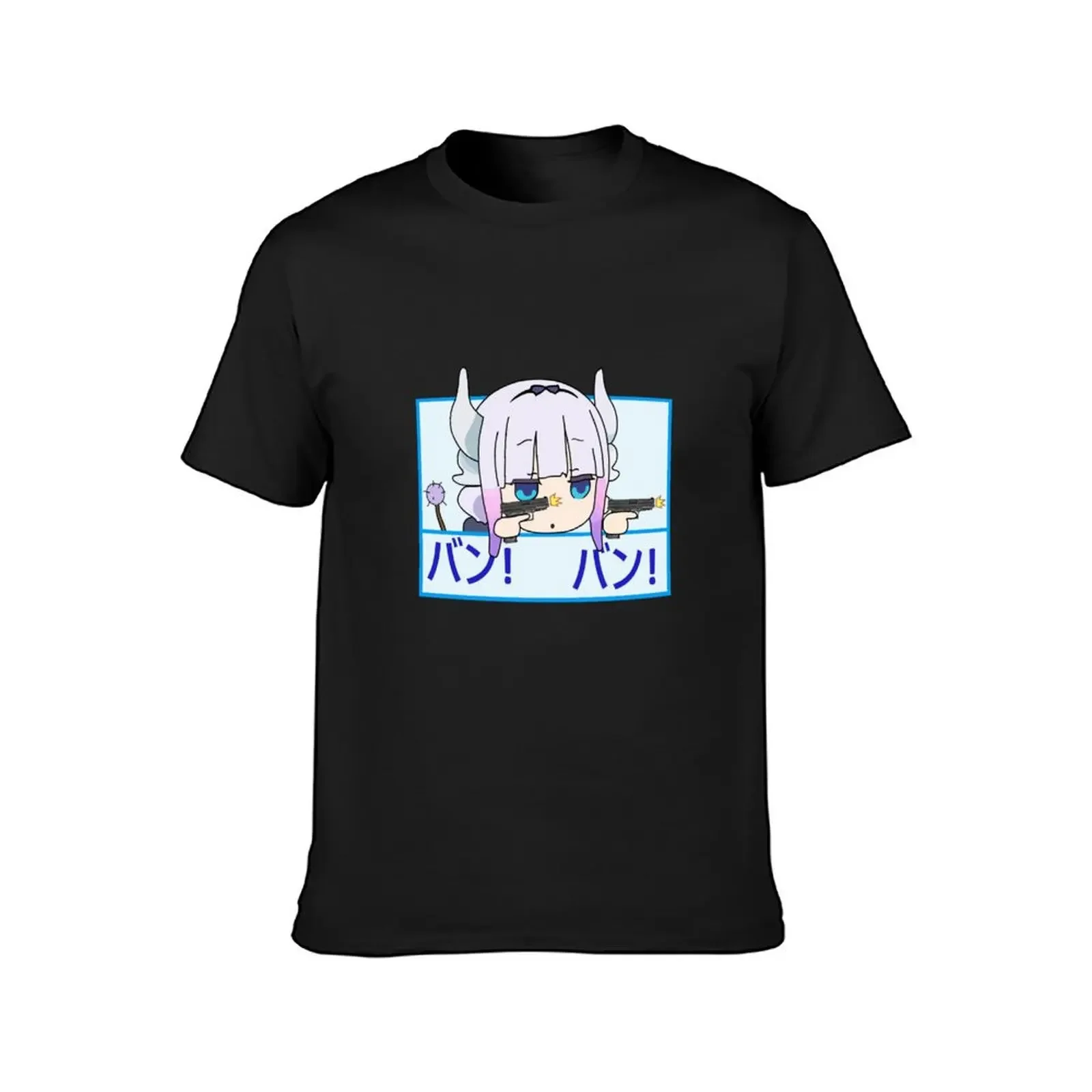 Dragon maid Kanna with guns Bang Bang T-Shirt quick drying graphic shirts Men's clothing