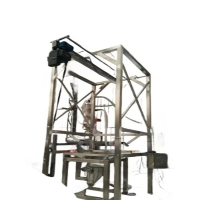 Stazione di scaricatore di sacchetti sfusi con sistema di scarico di sacchetti grandi senza polvere industriale con controllo della polvere