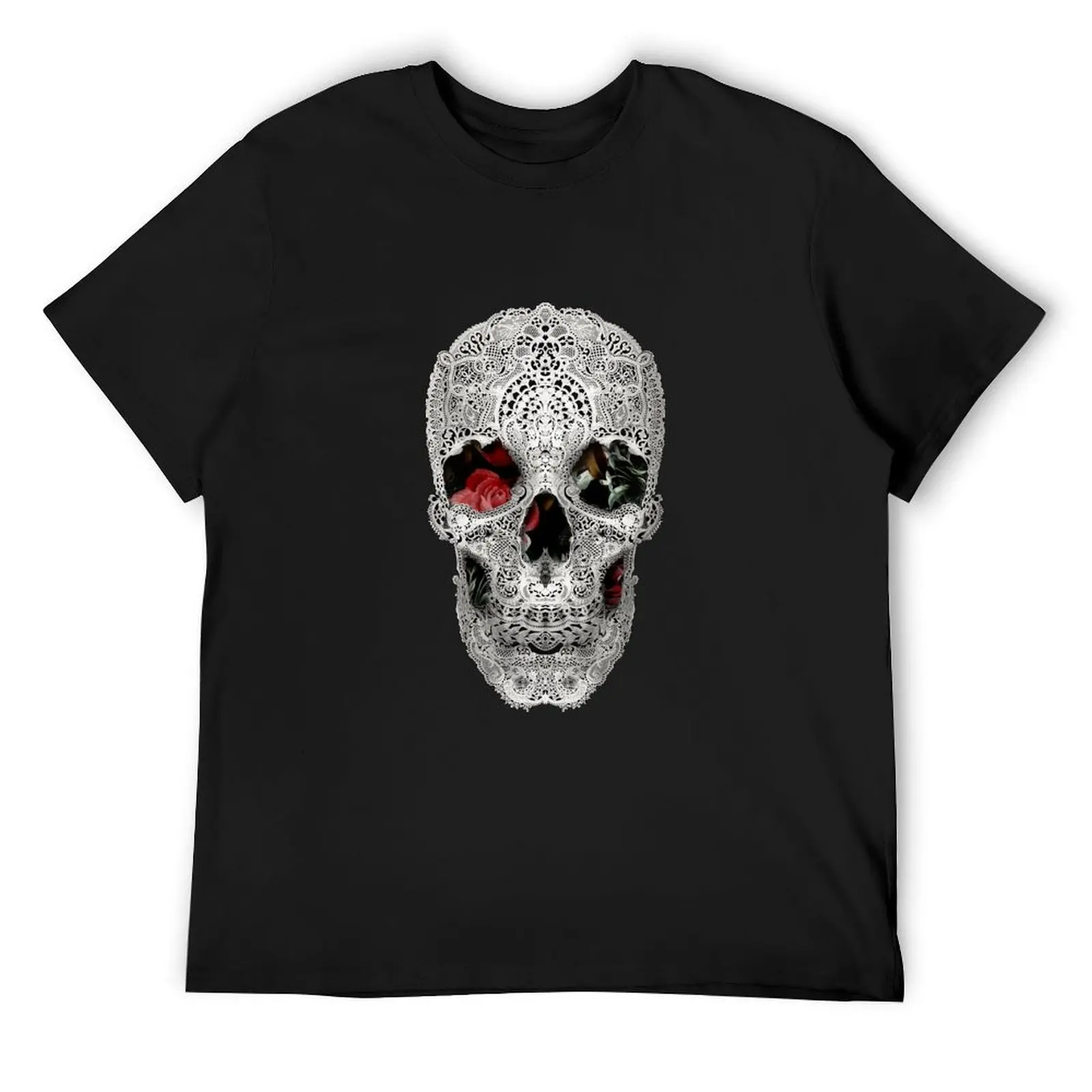 Lace Skull Light T-Shirt boys animal print anime oversized blanks Men's clothing