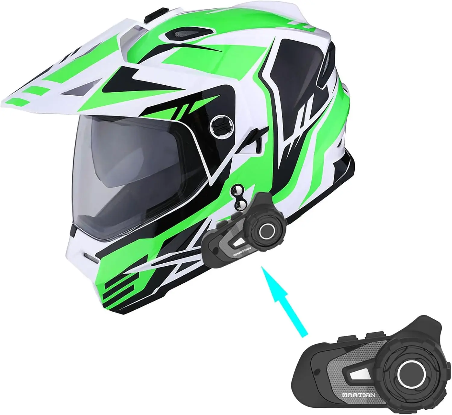 

Z Bluetooth Dual Sport Motorcycle Motocross Off Road Full Face Helmet Dual Visor: HF802