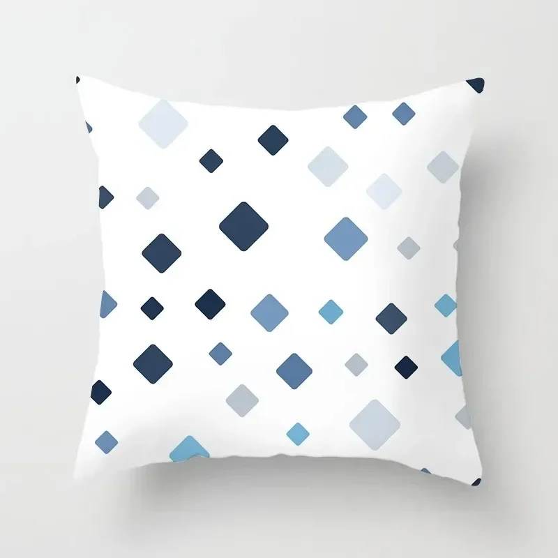 Blue Geometric Decorative Pillowcase Office Living Room Car Ornaments Home Pillowcase