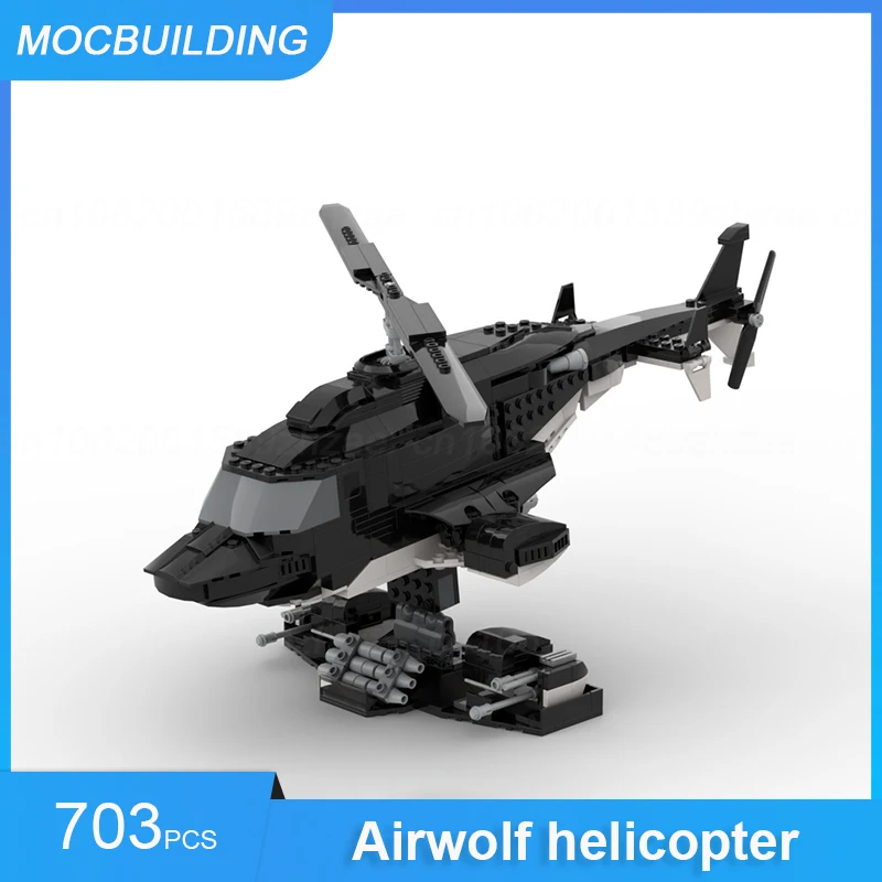 MOC Building Blocks Airwolf Helicopter Model DIY Assemble Bricks Transportation Aircraft Creative Collection Toys Gifts 703PCS