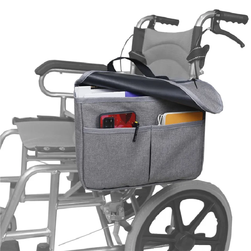 Storage Bag 3 Compartment Large Capacity Waterproof Organizing Oxford Cloth Sturdy Handle Side Wheelchair Bag Walker Accessories
