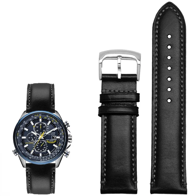 22mm 23mm leather Watch Strap For Citizen Blue Angels Skyhawk AT8020 JY8037 CB5848 CB8040 JY8031 Band Man Bracelet wristband