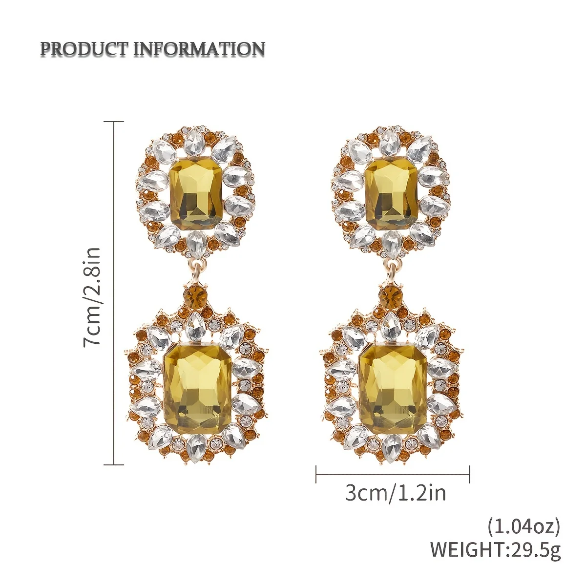 Vedawas Sparkly Crystal Earrings For Women Luxury Multicolor Square Glass Rhinestone Drop Earrings Jewelry Wedding