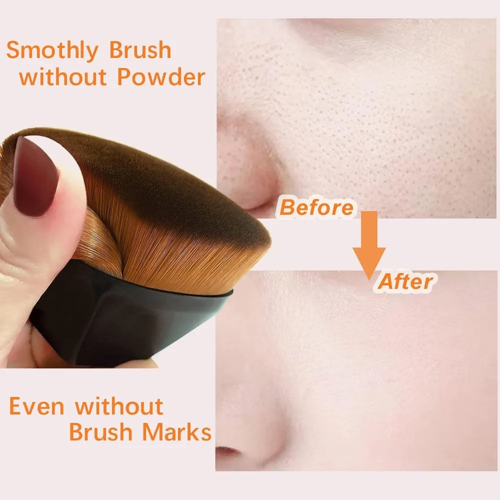 4-pack foundation make-upborstel voor het mengen van vloeibare crème vlekkeloze poeder gezichtsblush met beschermhoes (zwart en roze, zeshoekig