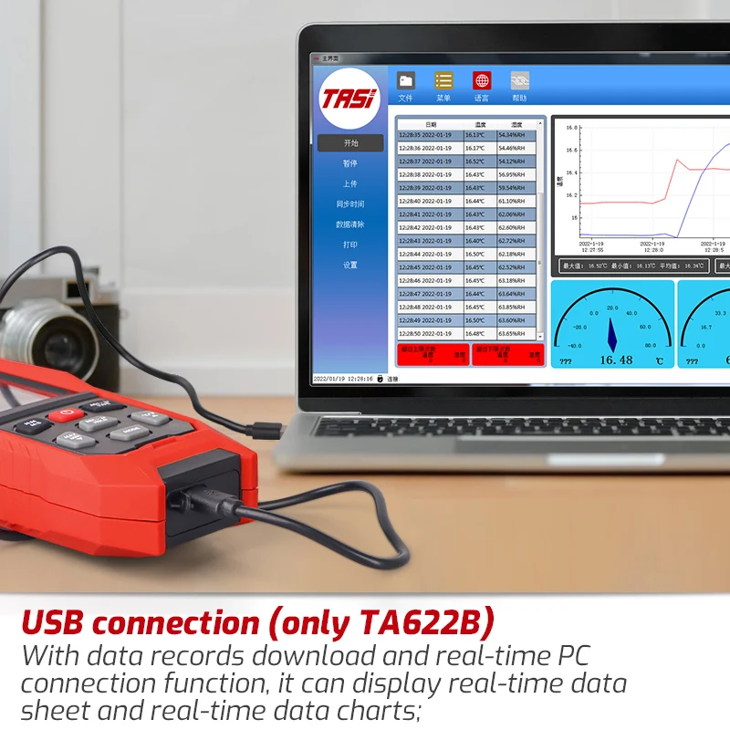 TASI TA622C High Precision USB Temperature Humidity Meter Digital Hygrothermograph Thermometer Handheld Hygrometer Data Logger