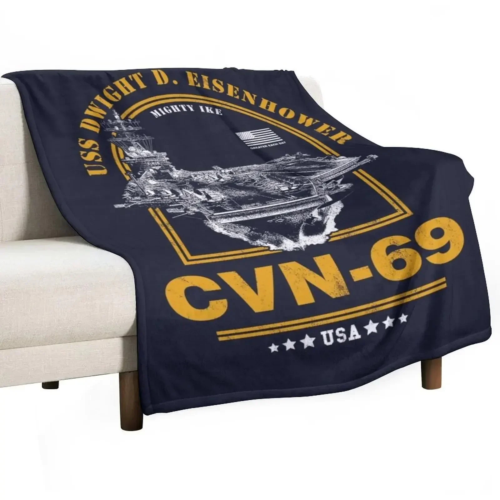 CVN-69 USS Dwight D. Eisenhower Throw Blanket Quilt Thermals For Travel Blankets