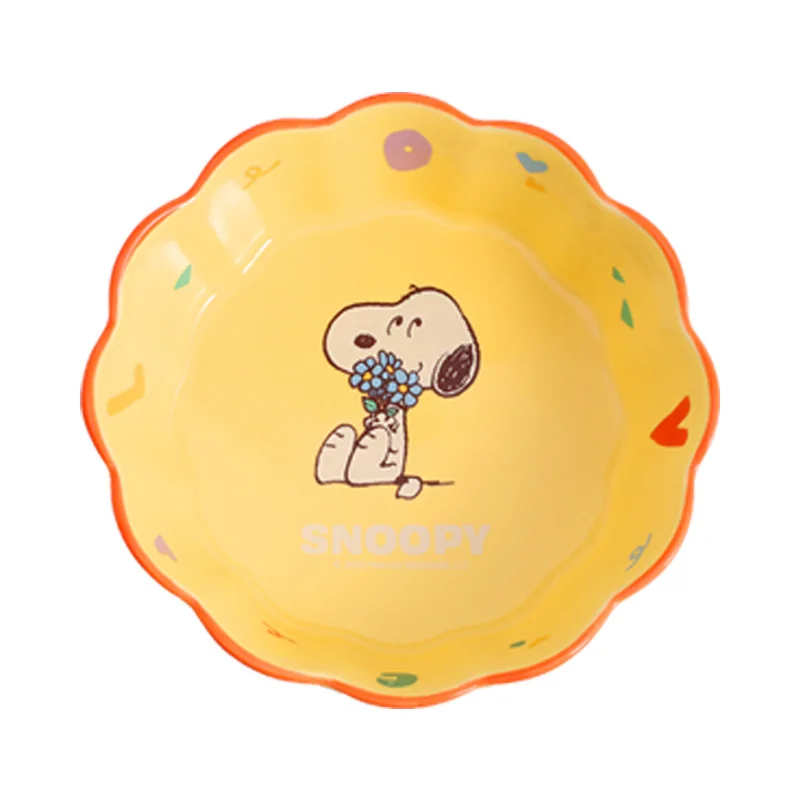 Cartoon Snoopy ciotola per zuppa in ceramica a forma di fiore da 6 pollici resistente alle alte Temperature insalatiera per spaghetti istantanei di